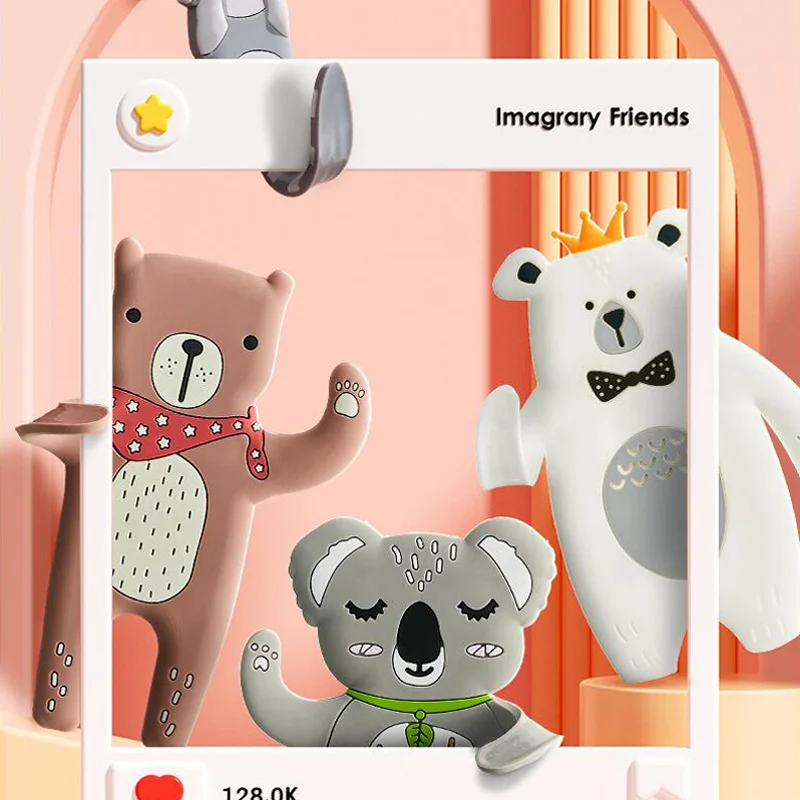 

2022 New Animal Hook Wall Key Cloth Wire Hanger Adhesive Hook Behind-door Bag Storage Rack Kitchen Gadget Holder Towel Robe Hook