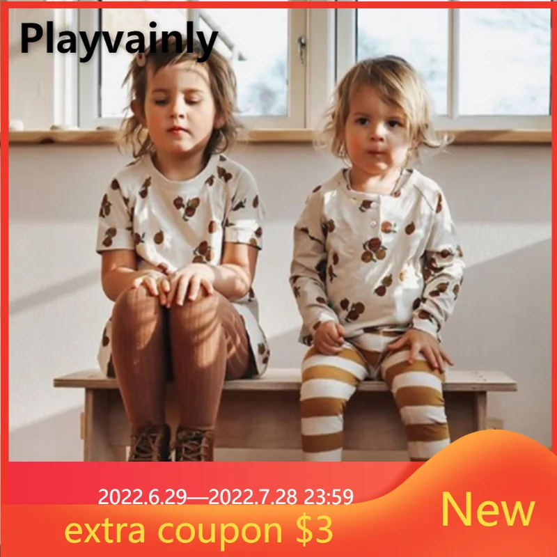 

Baby Clothes Autumn Girl Boy Pajamas Cotton Round Collar Long Sleeves T-shirt Leggings childr Nightgown Unisex E61229