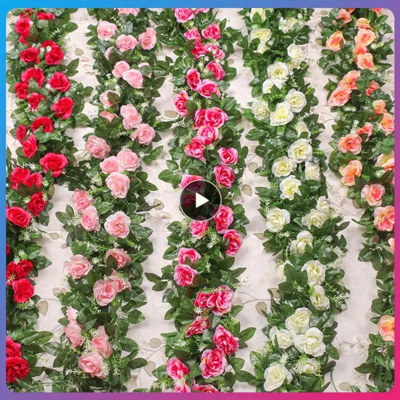 

Silk Flower Vivid Party Background Decor Fake Flower Simulation Rose Rattan Wall Decoration Rattan Multifunctional Durable
