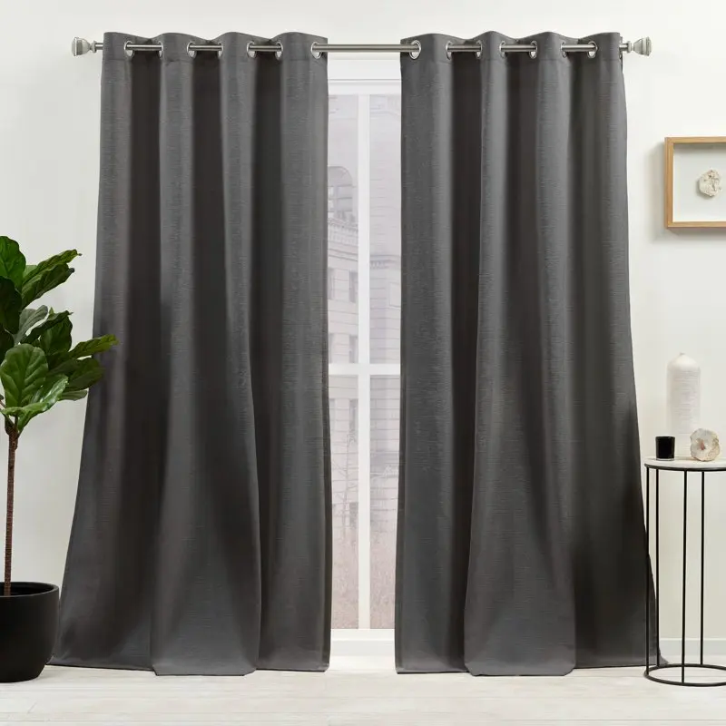 

Sublimely Stunning Gunmetal Blend Glamorous Light Filtering Grommet Top Curtain Panels for Home Decor, (Set of 2) 52"x84".