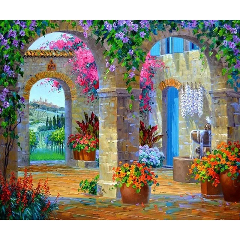 

Full DIY Diamond Painting Landscape Door Cross Stitch Diamond Embroidery Flower Scenery Rhinestones Mosaic Home Decor Gift