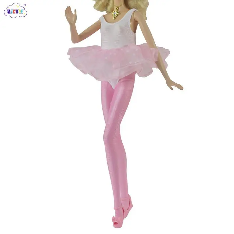 

1 комплект для кукольного платья 30 см, розовое балетное платье-Помпадур, цельнокроеные носки на высоком каблуке, искусственное меняющее костюм