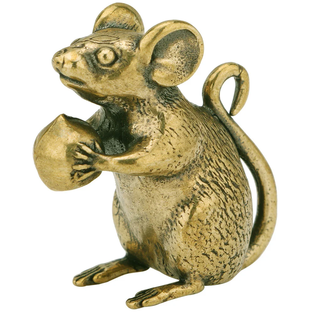 

Rat Statue Brassfigurine Animal Zodiac Mice Figurines Statues Retro Miniature Decor Sculpture Animals Minimodel Table Lucky