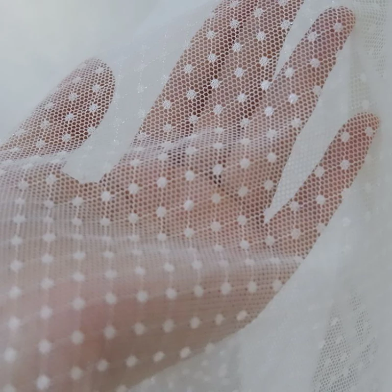 Жаккардовая эластичная кружевная сетчатая ткань в горошек для девочек тюлевое