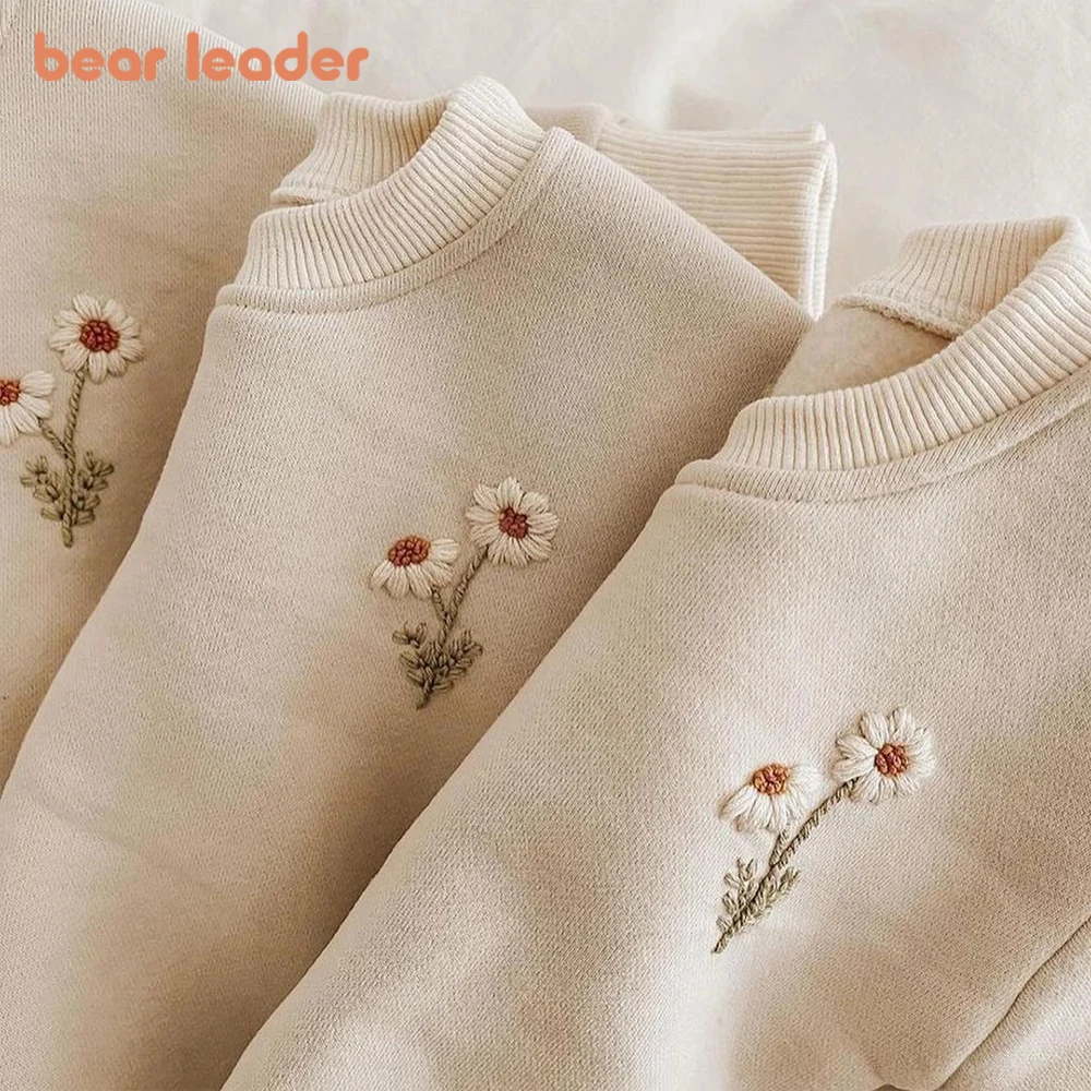 

Bear Leader/комплект одежды для маленьких девочек; Флисовый пуловер с вышивкой; Толстовка + штаны для бега; Спортивный костюм для девочек и мальчи...