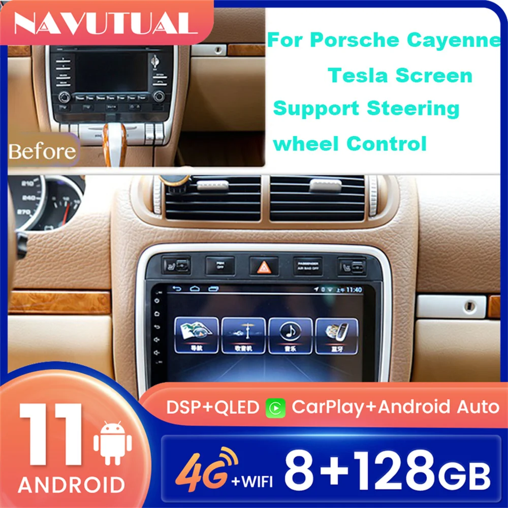 

Tesla Multimedia For Porsche Cayenne Android 11 Player Car Stereo Radio Tape Recorder Video Player GPS Navigation 4G WIFI DSP