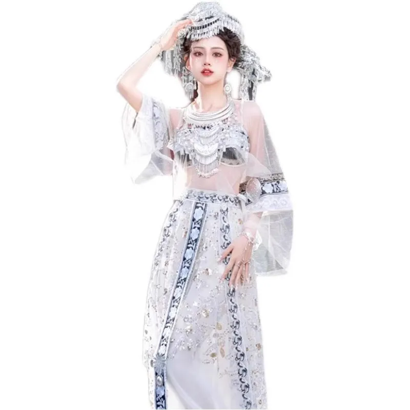 Новая одежда Miao' S Girl Miao Xishuangbanna Yunnan Dali летняя для фотосъемки в этническом стиле