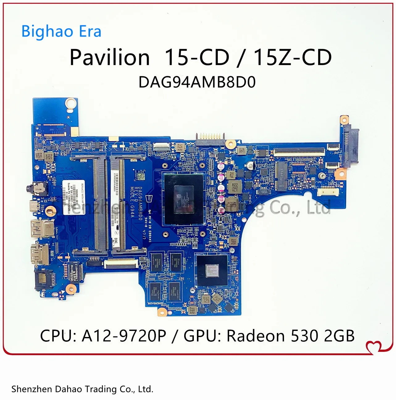 

926289-601 926289-001 материнская плата для ноутбука HP Pavilion 15-CD с процессором A12-9720P Radeon 530 GPU DAG94AMB8D0 материнская плата 100% тест