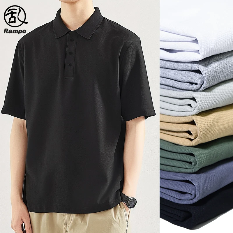 Random Step Summer Solid Casual Lapel Polo Shirt Men's Japan fashion Short sleeve T-shirt Hong Kong Sle Collar Paul Top
