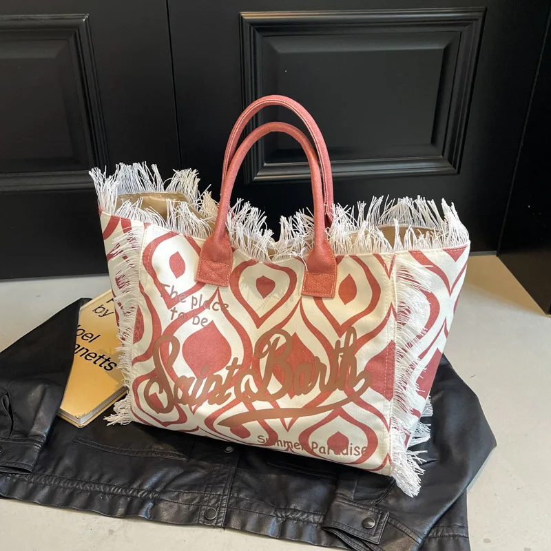 

Большая холщовая сумка с кисточками