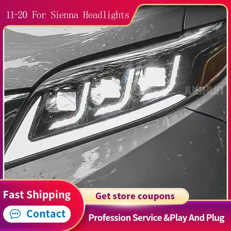 

Аксессуары, фары для Sienna 2011-2020, Светодиодные ДХО, автомобильные фары в сборе, велосипедные линзы, динамическая лампа, старт, анимация, хайлай...