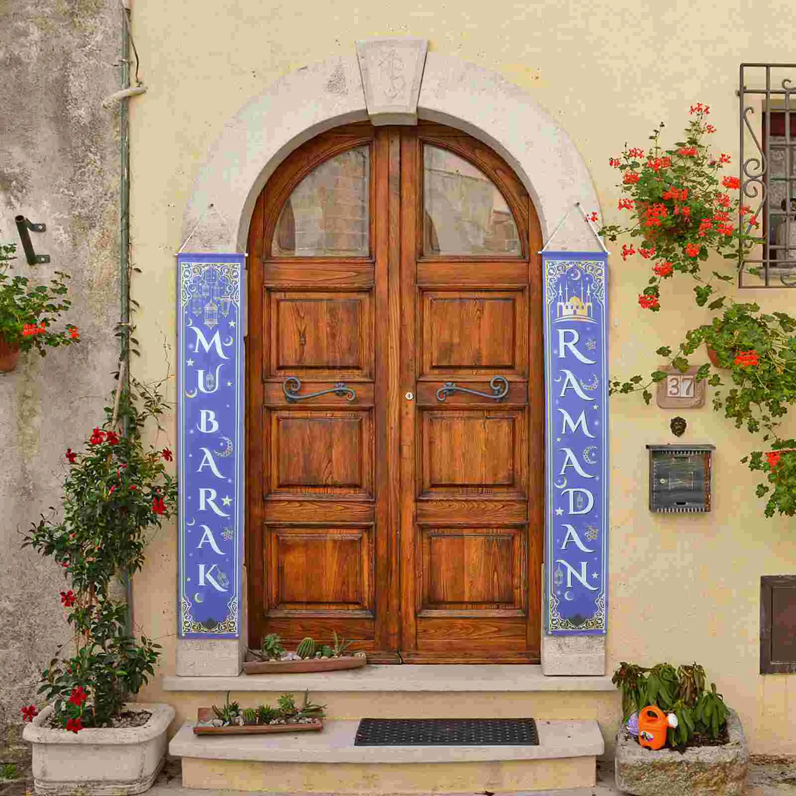 

Mubarak Eid Banner Ramadan Party Umrah Door Porch Decoration Sign Decorations Curtain Decor Hanging Islamic Gifts Muslim Banners