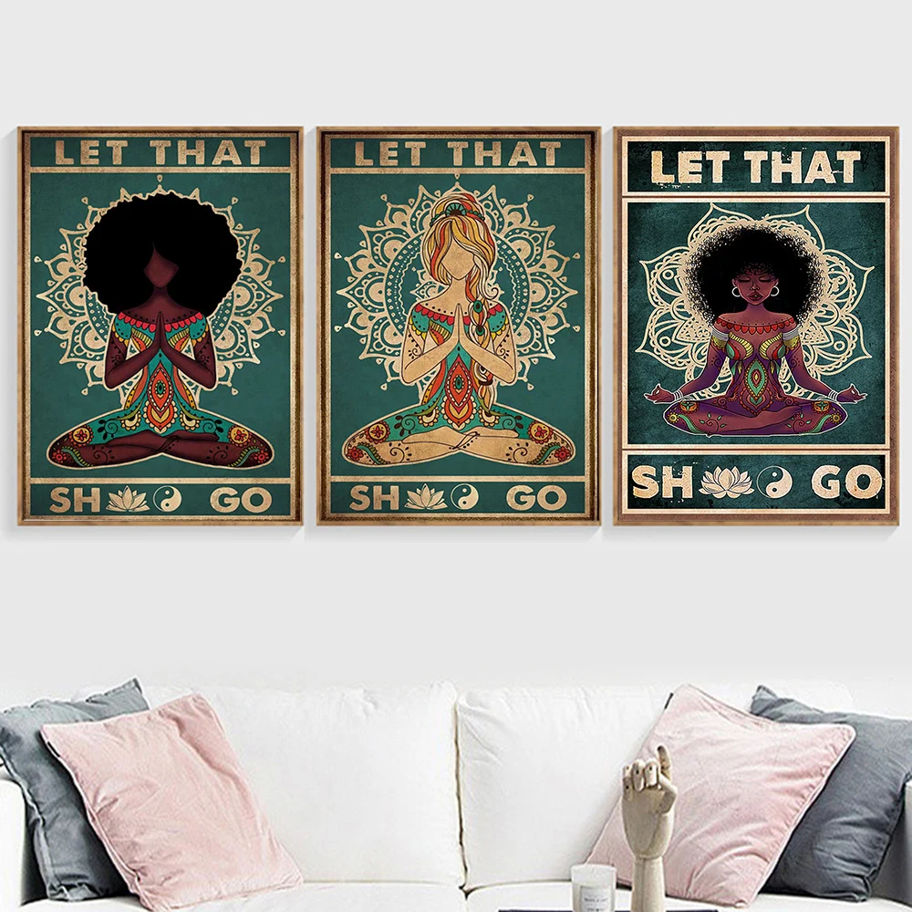 Плакат женский для йоги, феминизма, наметаста, ретро, скандинавский стиль, медитация, настенные картины, Йога, тренажерный зал, украшение для дома, гостиной, подарок