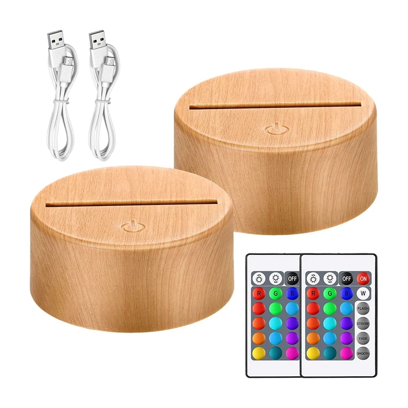 

2 Pack 3D Night LED Light Lamp Base Kit Adjustable 16 Colors 4 Modes for Child Room Bar Hexagon Style