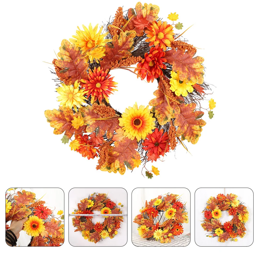 

Wreath Autumn Fall Garland Thanksgiving Door Decorations Harvest Front Chrysanthemumyou Thank Leaf Maple Party Flower