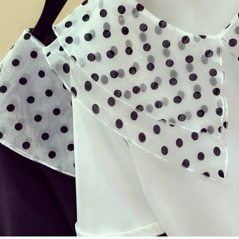 Женская футболка в горошек с круглым вырезом и коротким рукавом | одежда