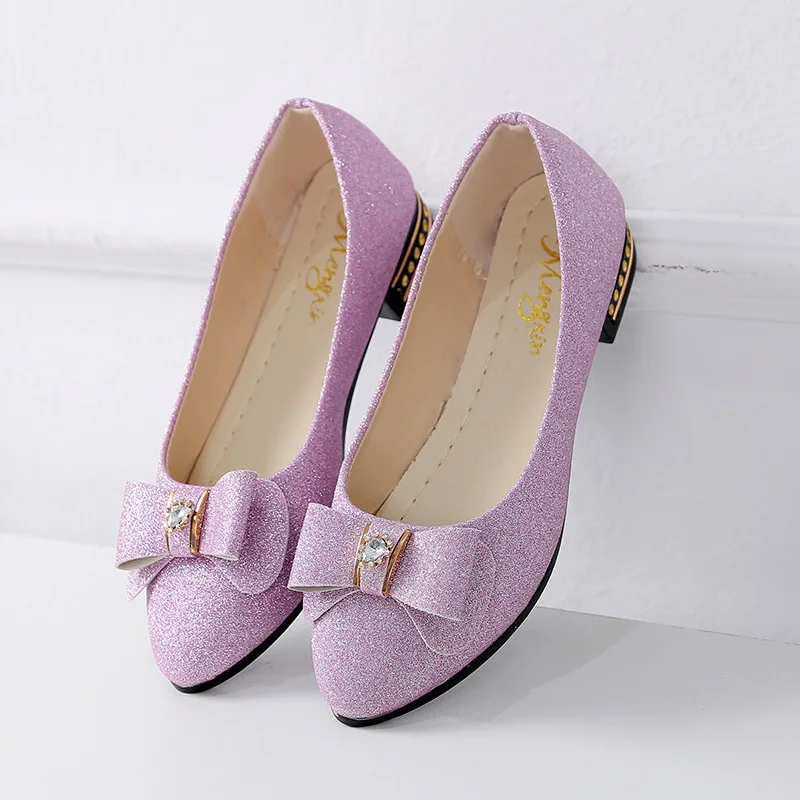 Office Loafer Shoes for Women 2022 Spring Sweet Bow Ladies Shoes Casual Sequined Cloth Woman Flats Low-heeled Women Work Shoes