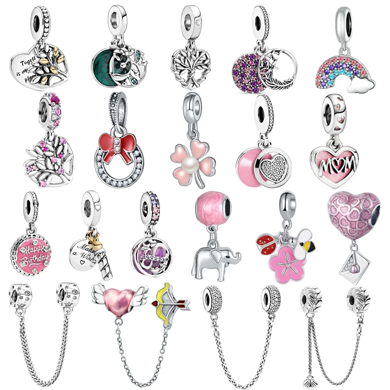 

New Infinite Charm Stars Family Tree Pendants Safety Chains Beads Fit Original Pandora Charm Silver Color Bracelet Women Jewelry