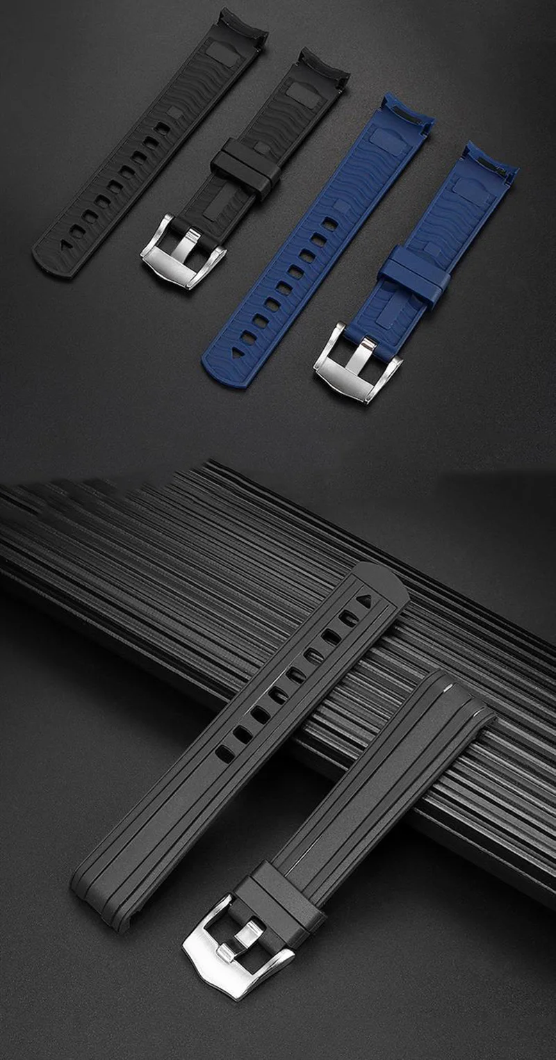 Ремешок мужской из нержавеющей стали силиконовый спортивный браслет для часов