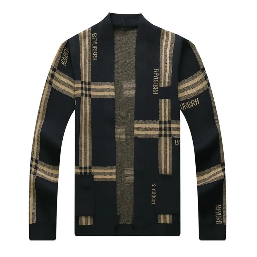 

Popular Geometric Pattern Men Sweater Coat Knitted Cardigan Comfy Dressing