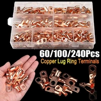 60100240pcs copper battery cable connector terminal open lugs wire terminals mayitr ot 3a ot 10a ot 20a ot 40a ot 60a