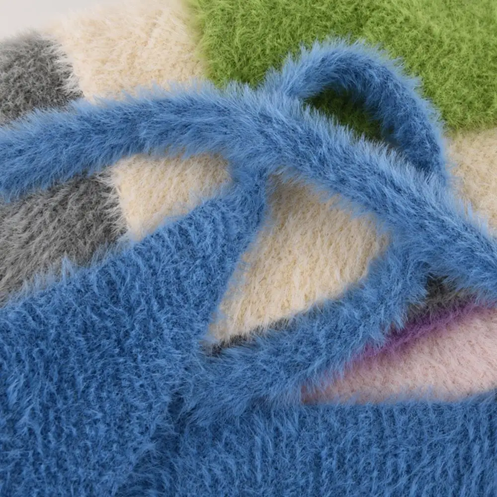 Бархатная повязка для волос плюшевый вязаный треугольный шарф искусственный мех