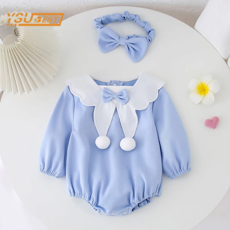 

Toddler Baby Rompers Infant Baby Girls Long Sleeve Pure Color Jumpsuit Spring Children Baby Girls Princess Rompers Clothes