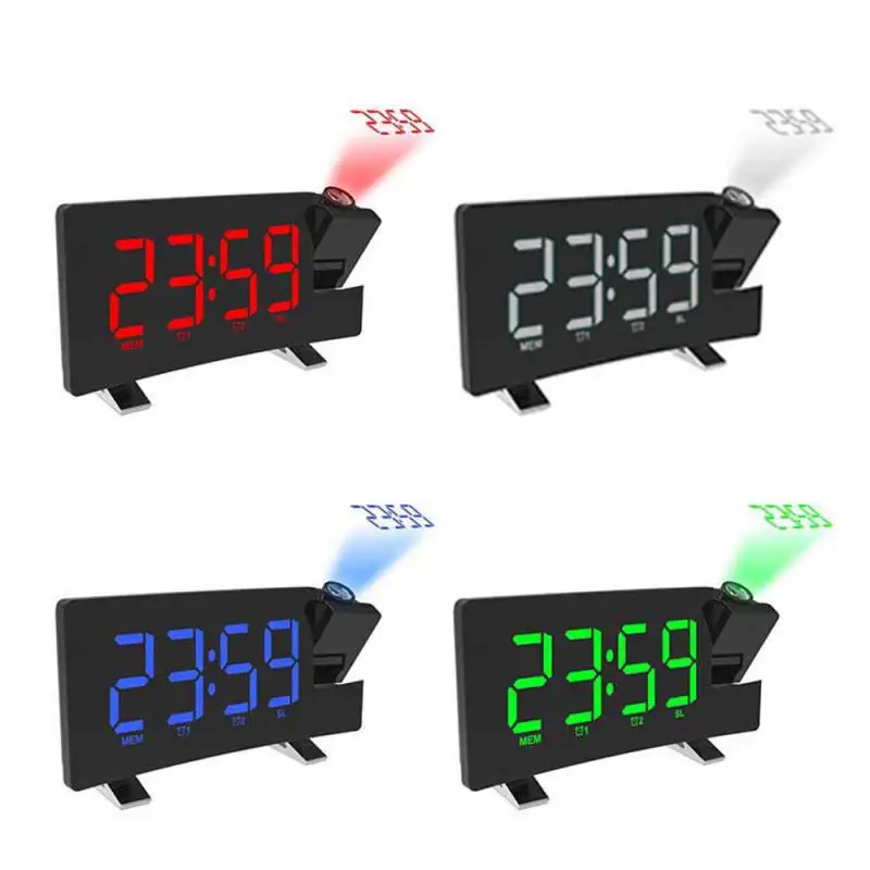 

FM76-108 Band Radio Clock Digital 8 Inch LED Projector Projection Snooze Alarm Clock Radio Timer Backlight 3W Speakers