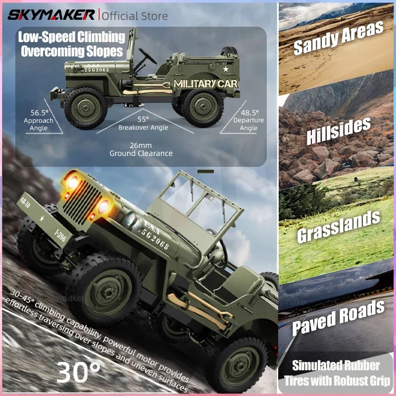 Фото JJRC C8815 1/10 Rc Car 1941 MB Scaler Willys Jeep 2,4g 4wd RTR Crawler, скалолазание, военный Радиоуправляемый грузовик, внедорожник №3