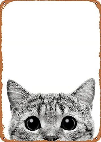 

Peeping cat Vintage Look Metal Sign Patent Art Prints Retro Gift 8x12 Inch