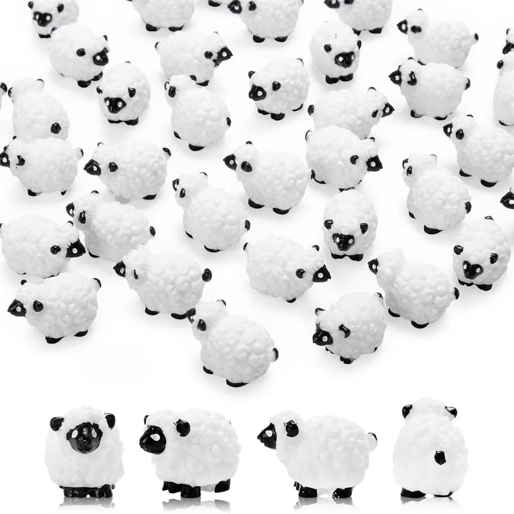 20 шт. мини-фигурки овцы, миниатюрные крошечные овцы, мини-пластиковая фигурка овцы из смолы для сказочного сада, микропейзажный декор волки и овцы ход свиньей