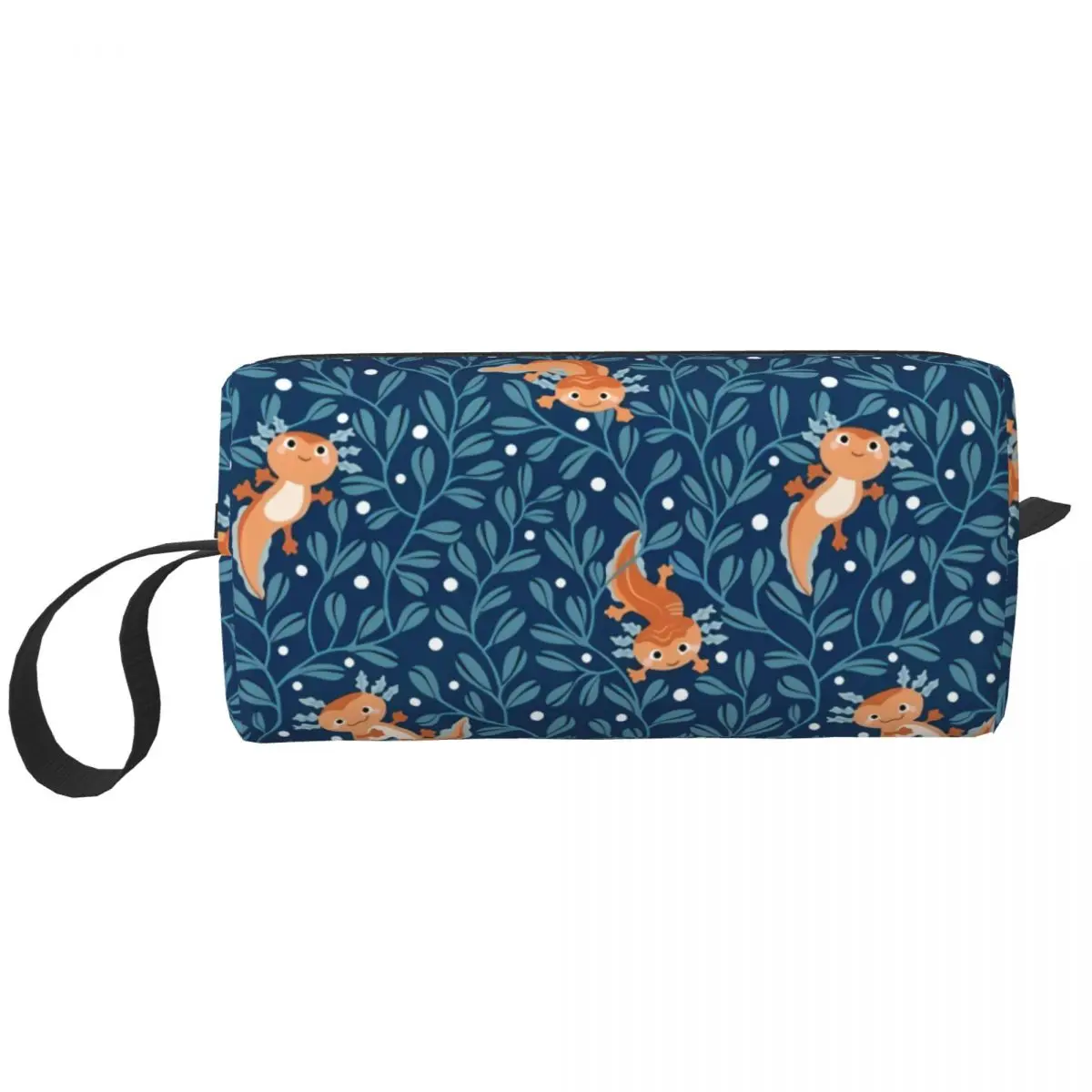 

Travel Axolotl Adventures Blue Toiletry Bag Kawaii Salamander Animal Cosmetic Makeup Organizer Women Beauty Storage Dopp Kit Box