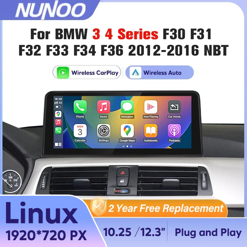 Фото Беспроводной Carplay Android Auto для BMW 3 4 серии F30 F31 F32 F33 F34 F36 NBT Мультимедийный дисплей Сенсорный экран GPS Navi №1