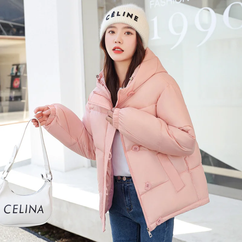 Thicken Bread Coats Short Down Padded Coat Women's Korean Autumn Winter Coat Padded Jacket Women 2022 New Hooded Parkas