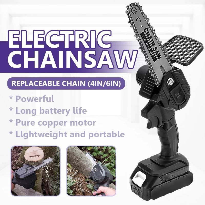 

18V 6 inch Portable Electric Pruning Saw Mini Cordless Chainsaw Garden Cutting Power Tool Woodworking Logging For Makita Battery