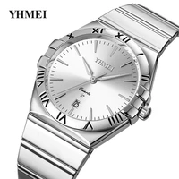 2022 new casual sport chronograph mens watches stainless steel band wristwatch big dial quartz clock with luminous pointers