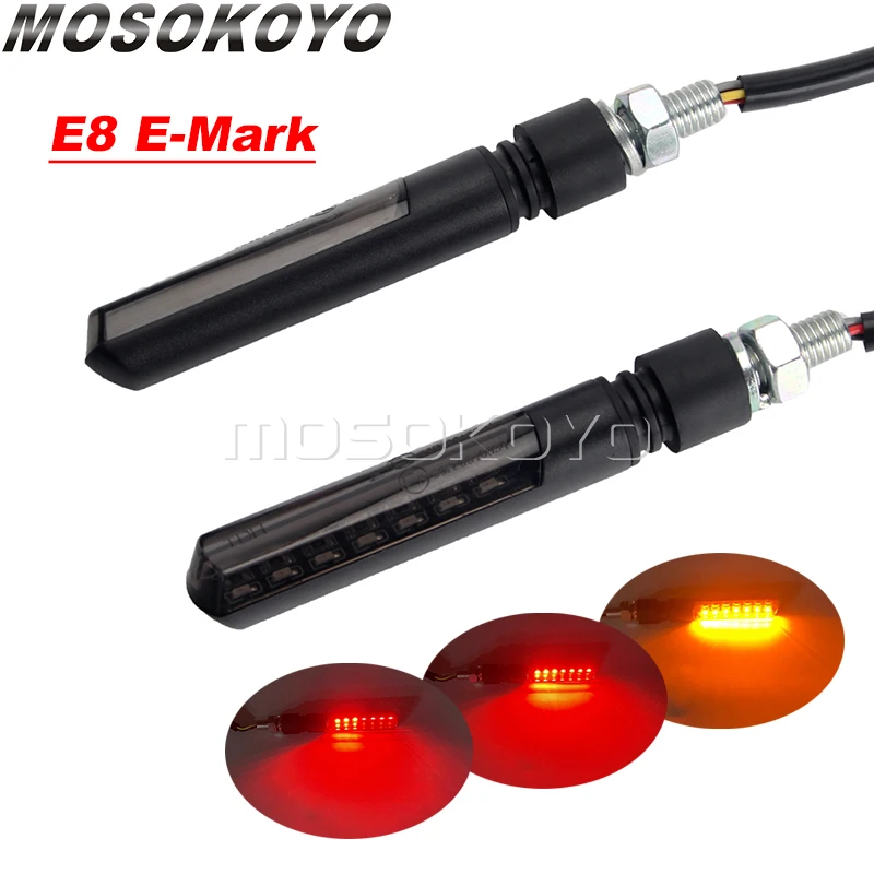 

Motorcycle LED Turn Signal Light Sequential Flowing Water Indicator Lamp E8 E-Mark Mini Amber Flashing Blinker Light 8mm Bolt
