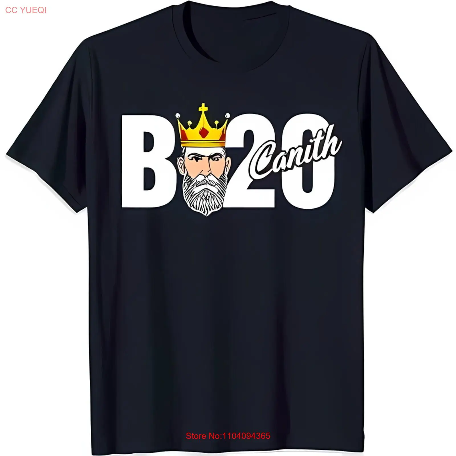 Черная футболка с короной номером 20 и графическим дизайном Канит