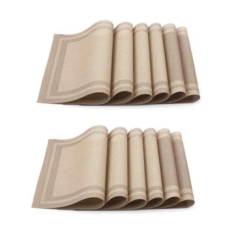 

12 Pcs Placemat PVC Dining Non-Slip Insulation Plate Pads,Bowl Pad Coasters Table Table Bowl Mats Home Decoration