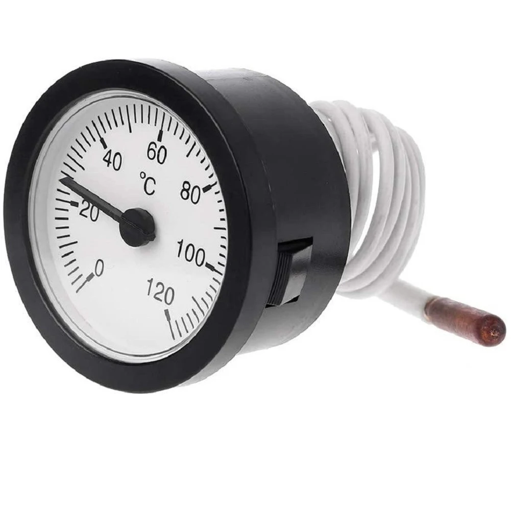 

Dial Thermometer With 100cm Sensor Capillary Gauge 0-120°C For Measuring Liquid Water Oil Temperature Remote Reading Transducer
