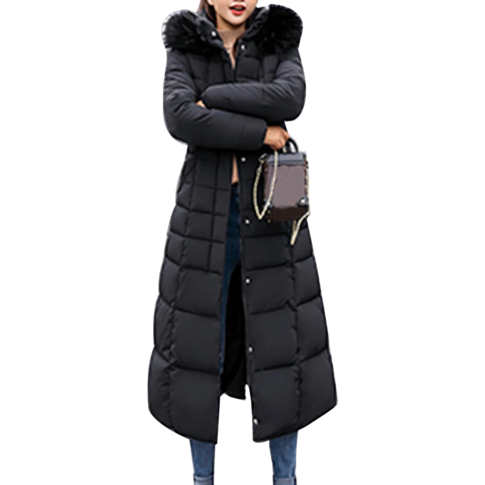Ladies Casual Long Coat Parker Winter Women's Fashion Solid Color Zipper Pocket Pure Cotton Thick Warm Hooded Maxi Coat Jackett