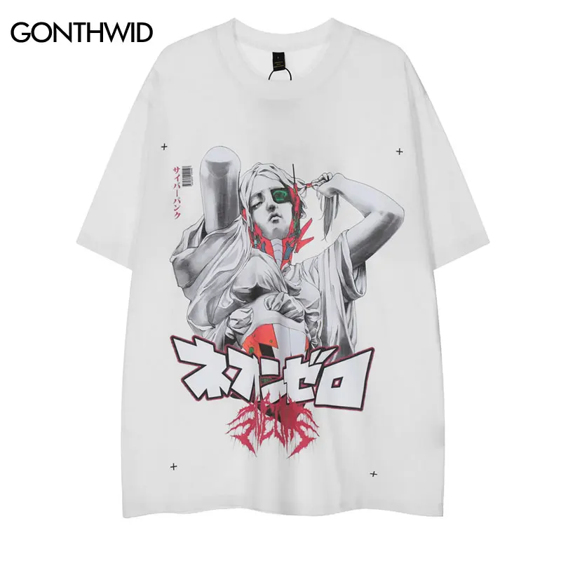 

Punk Oversize T Shirts Japan Girl Print Streetwear Tshirt Hip Hop Casual Loose Short Sleeve T-Shirt 2022 Men Harajuku Cotton Top
