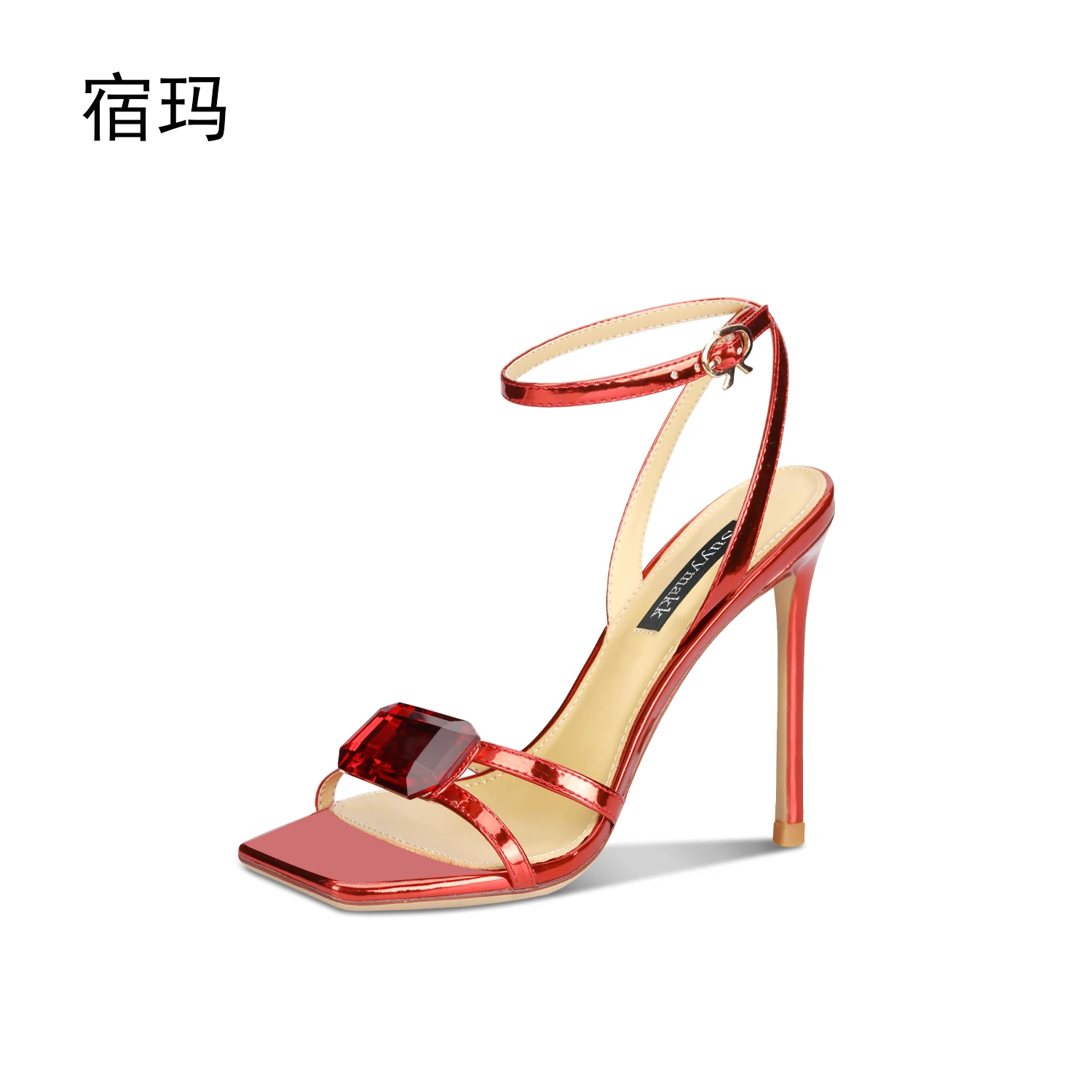 Women's Gladiator Sandals Summer 2023 New Luxury Rhinestone Crystal Fashion Ankle Strap High Heels Open Toe Elegant Ladies Shoes