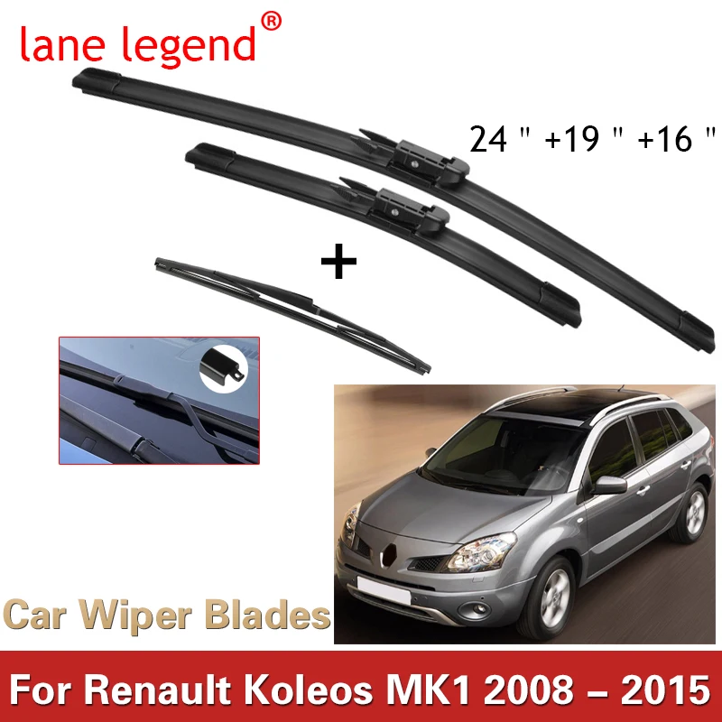 

Car Wiper Front & Rear Wiper Blades Set For Renault Koleos MK1 2008 - 2015 Windshield Windscreen Window 24"+19"+16"