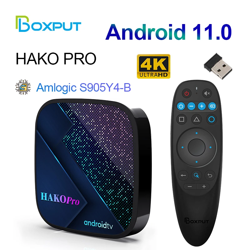 

HAKO Pro Smart TV Box Android 11 Google Certification Amlogic S905Y4 2.4G 5G Wifi BT5.0 8K HDR Media Player DDR4 4G Set Top Box