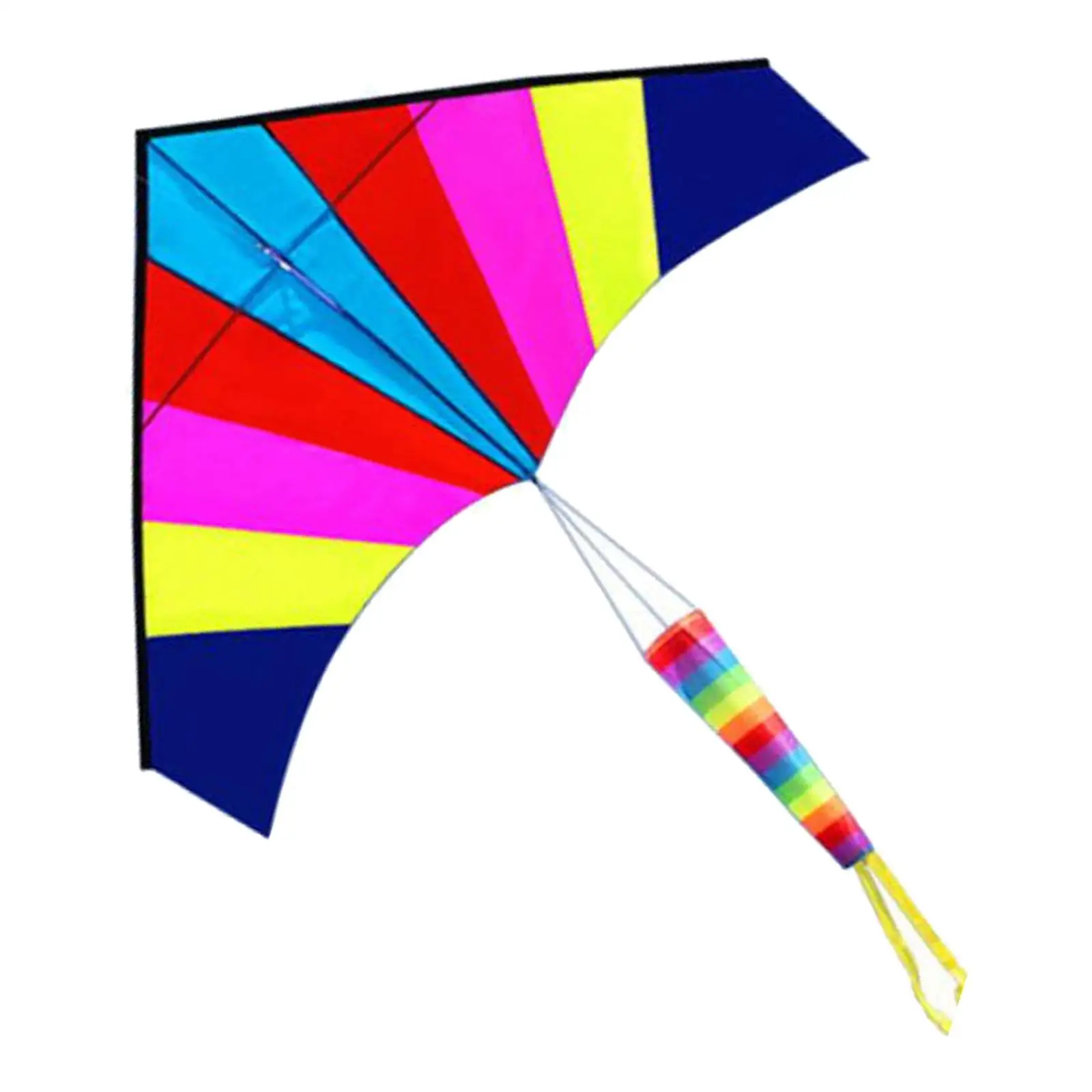 

Large Delta Kite Easy with String Windsock Single Line Rainbow for Sports Beach Games Beginner Teenagers