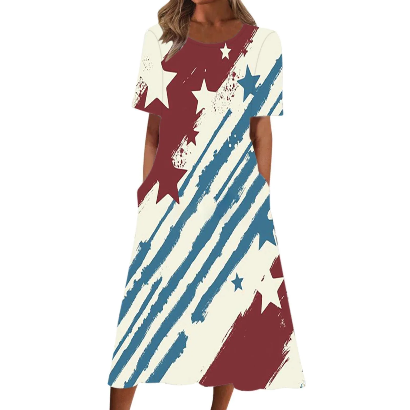 

Christmas Photo Dress Women Women's Summer Casual Print Round Neck Short Sleeve Dress Bohemian Summer With High Low Dresses