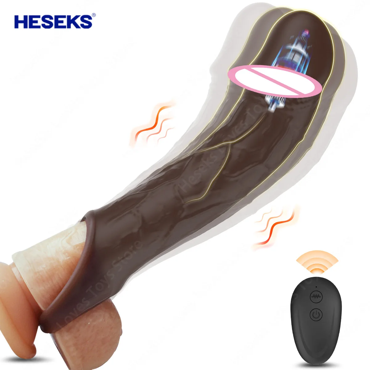 HESEKS вибратор для мужчин чехол увеличения пениса члена силиконовый презерватив с