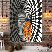 illusion 3d tiger print wall hanging bedroom tapestry background tapestries hippie wall rugs dorm decor blanket