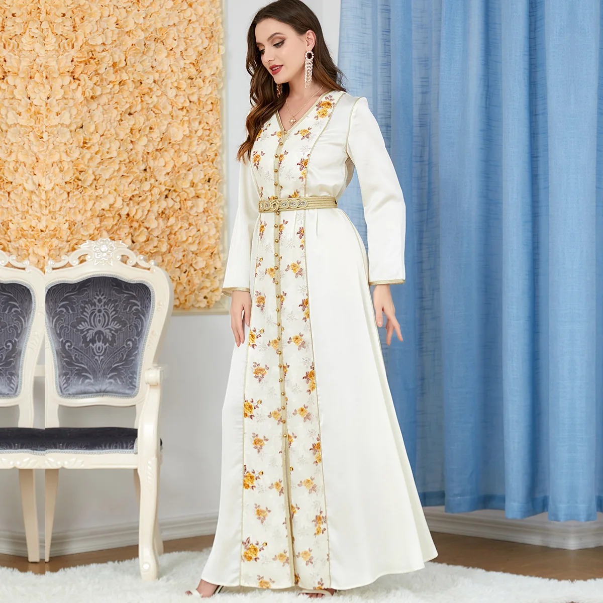 ICCLEK Arab Dresses Ladies Lace Embroidery Turkish Women'S Clothing Turkish Caftan Robe Dubaï Femme 2023 Abayas For Women Turkis